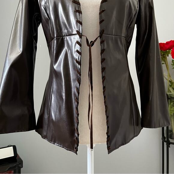 NEW To The Max Whipstitch 90s Faux Leather Longline Hourglass Boho Jacket S NWOT - Picture 5 of 16